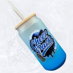 Glas 18oz transulent blau - Cheer Pack Design Graffiti